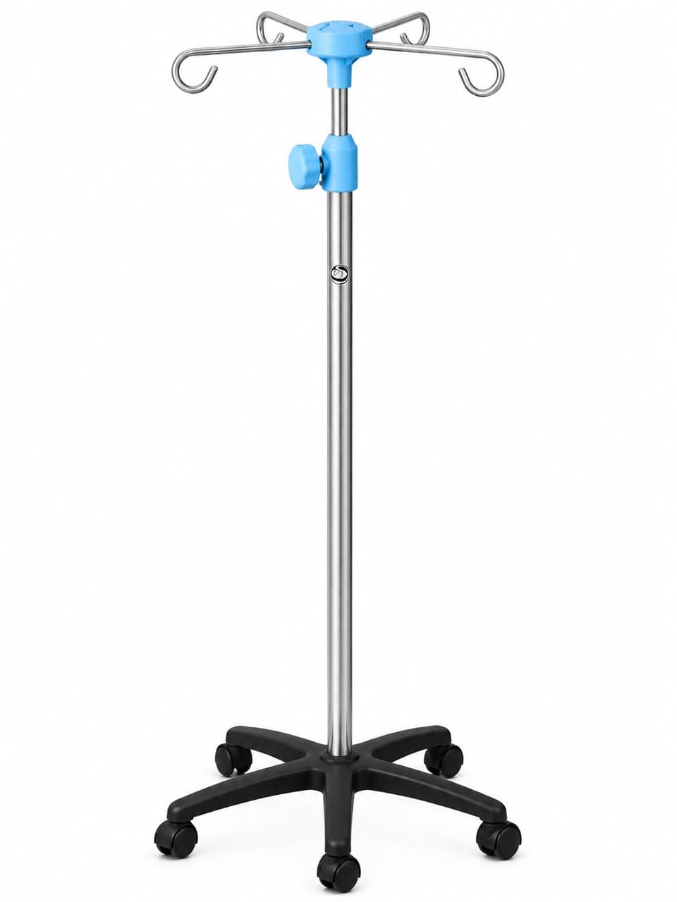 Height-Adjustable IV Infusion Stand with 4 Hooks