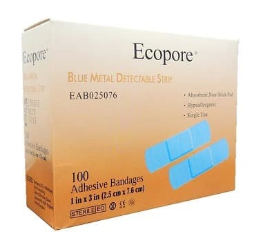 Blue Metal Detectable Strip, 2.5 x 7.6cm