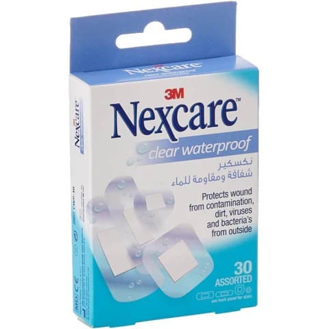Nexcare – Cwp-30 Clear Waterproof Bandages 30 Assorted