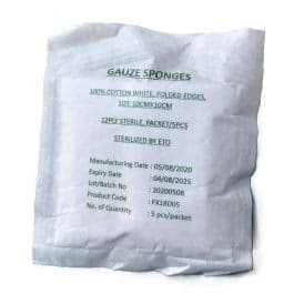 STERILE GAUZE SPONGES PLAIN , 12PLY, 10X10CM
