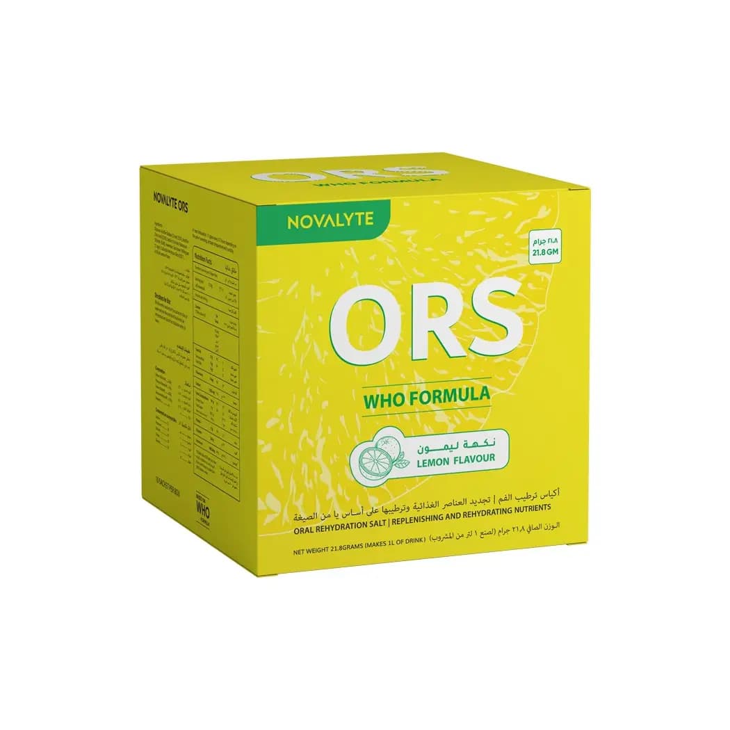 Novalyte ORS – Lemon Flavour, 21.8 g × 10 Sachets