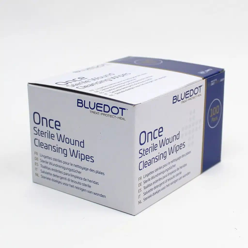 Blue Dot Sterile Saline Wound Cleansing Wipes – Box of 100 | 86972